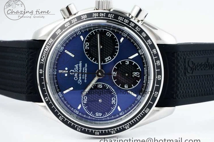 0226 SportInspired Speedmaster Racing Master SS HKF Best Edition Blue Black Dial on Black Rubber Strap A 7817